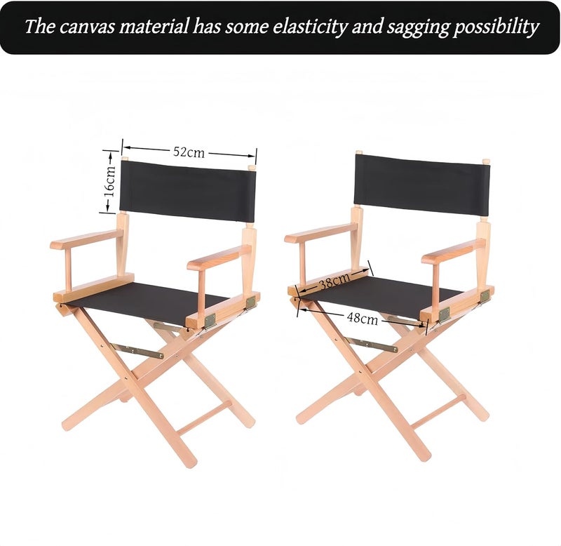 wonofa 1 Set Director Chair Canvas Replacement with Wood Stick,18.9''L X 15''W Portable Replacement Cover Canvas for Directors Chair (Black) - Image 3